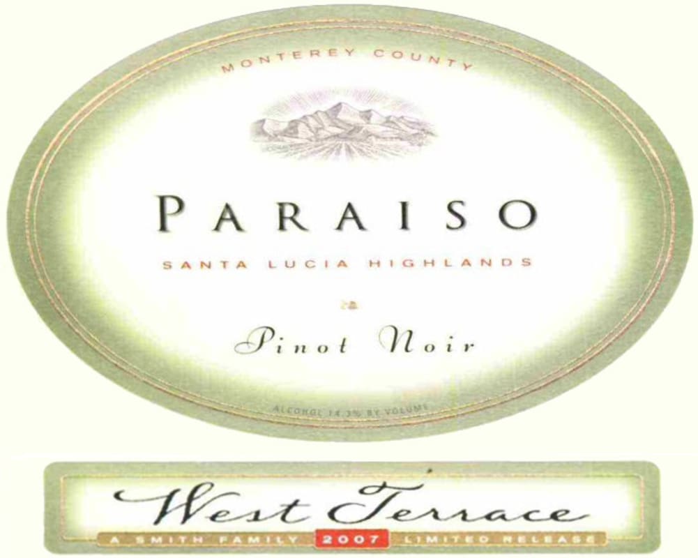 Paraiso Vineyards West Perrace Pinot Noir 2007 Front Label