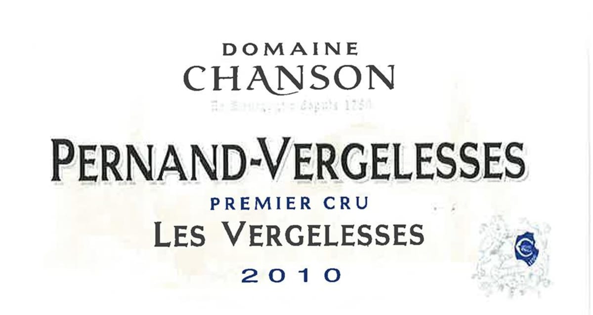 Chanson Pere & Fils Pernand-Vergelesses Les Vergelesses Premier Cru 2010 Front Label