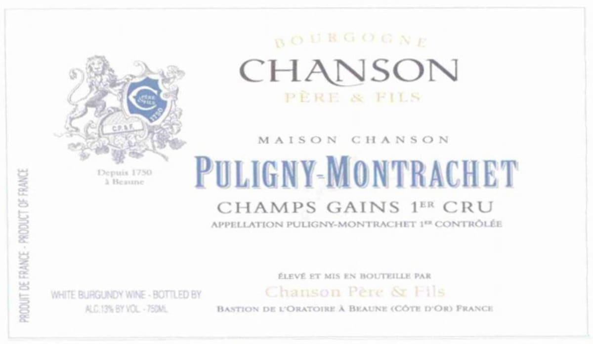 Chanson Pere & Fils Puligny-Montrachet Premier Cru Les Champs Gains 2010 Front Label