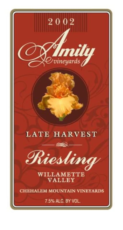 Amity Late Harvest Riesling 2002 Front Label