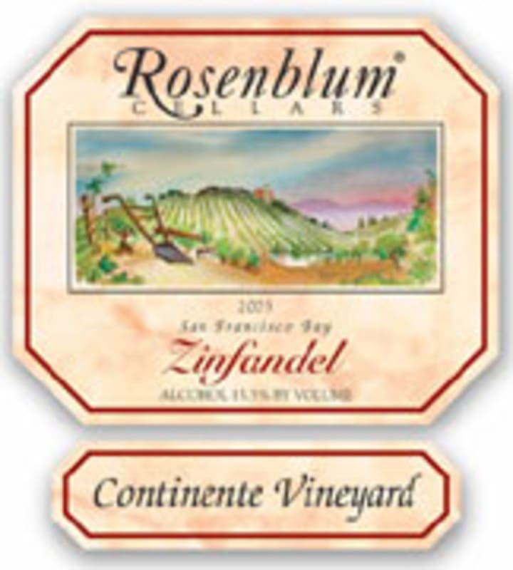 Rosenblum Cellars Continente Vineyard Zinfandel 2003 Front Label