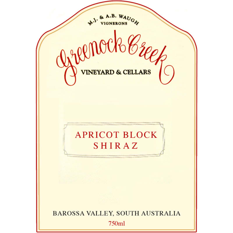 Greenock Creek Apricot Block Shiraz 2002 Front Label