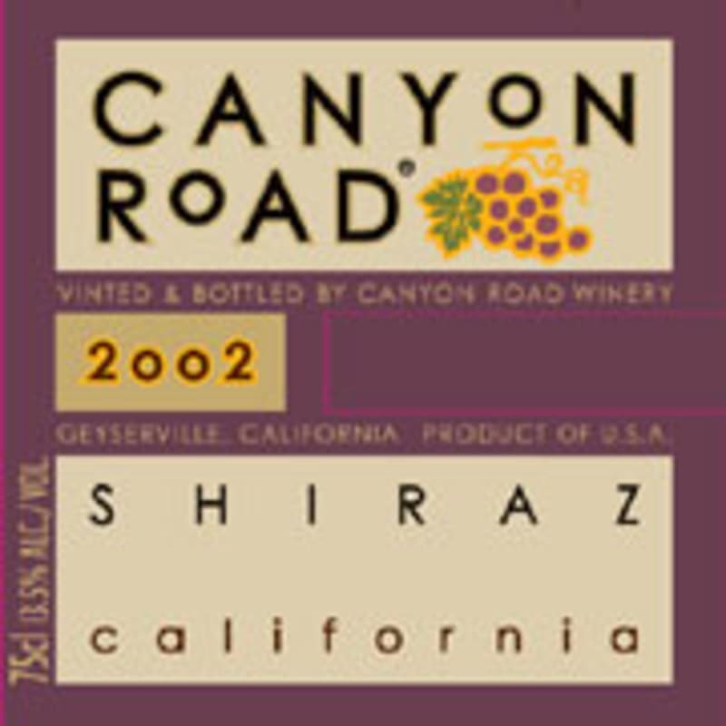 Canyon Road Shiraz 2002 Front Label