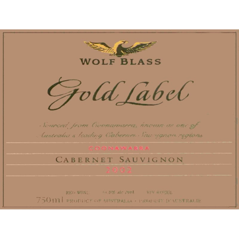 Wolf Blass Gold Label Cabernet Sauvignon 2002 Front Label