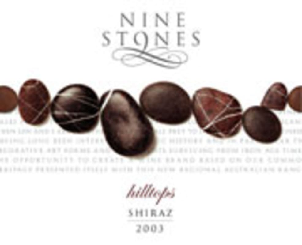 Nine Stones Hilltops Shiraz 2003 Front Label