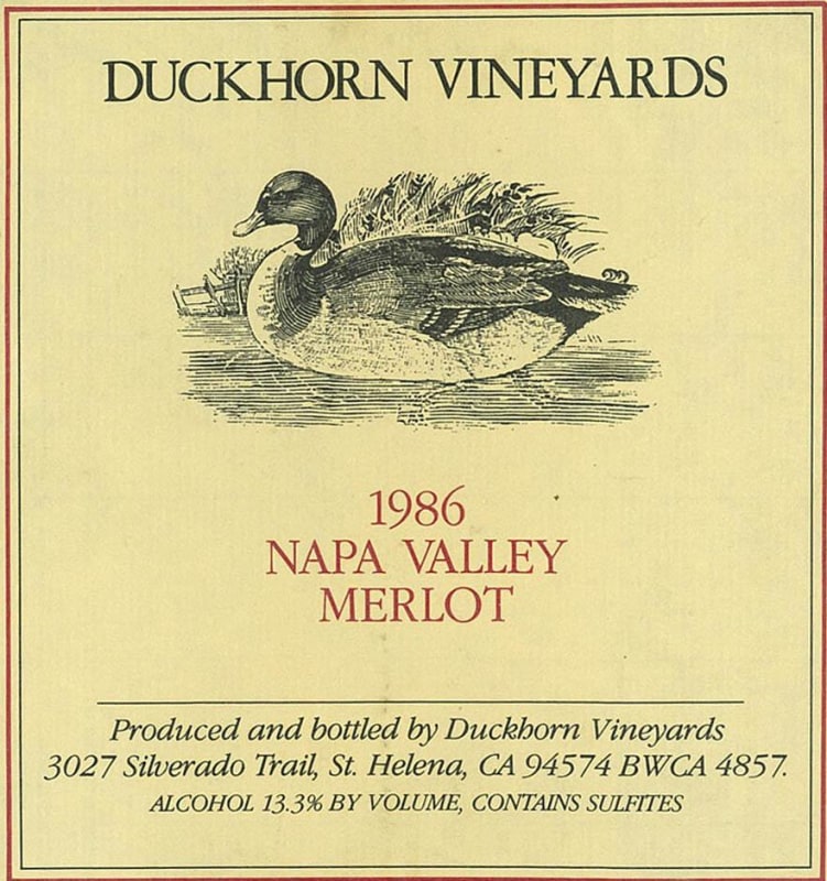 Duckhorn Vine Hill Ranch Merlot 1986 Front Label