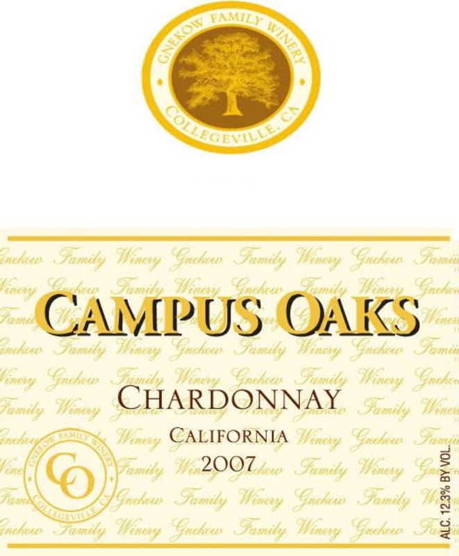Gnekow Family Winery Campus Oaks Chardonnay 2007 Front Label