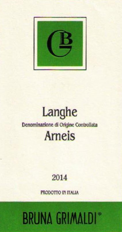 Bruna Grimaldi Arneis 2014 Front Label