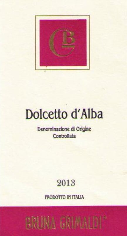 Bruna Grimaldi Dolcetto d'Alba 2013 Front Label
