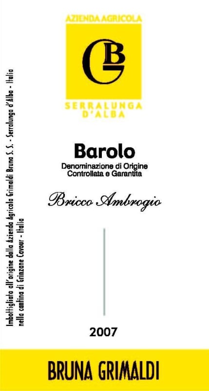 Bruna Grimaldi Barolo Bricco Ambrogio 2007 Front Label