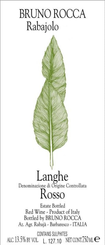 Bruno Rocca Rabajolo Langhe Rosso 2010 Front Label