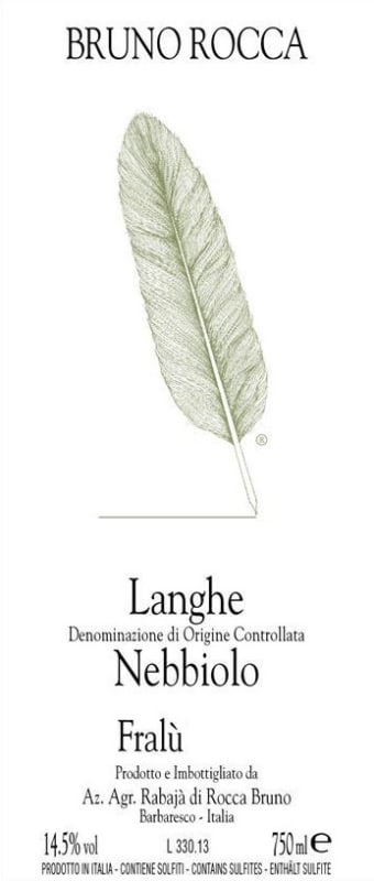 Bruno Rocca Langhe Fralu Nebbiolo 2013 Front Label