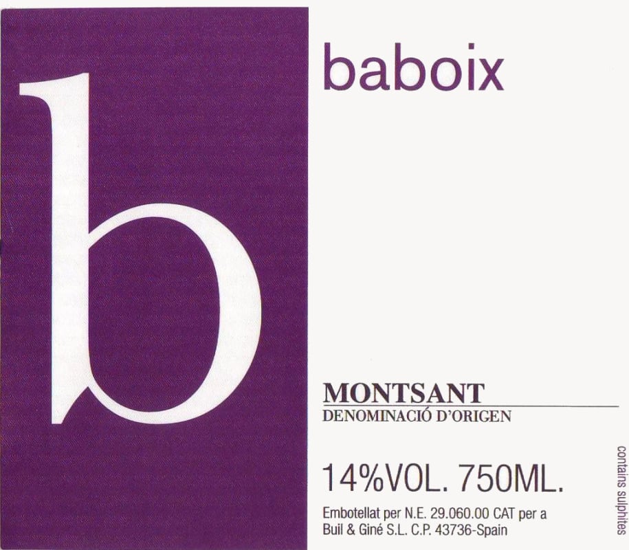 Buil and Gine Baboix 2009 Front Label