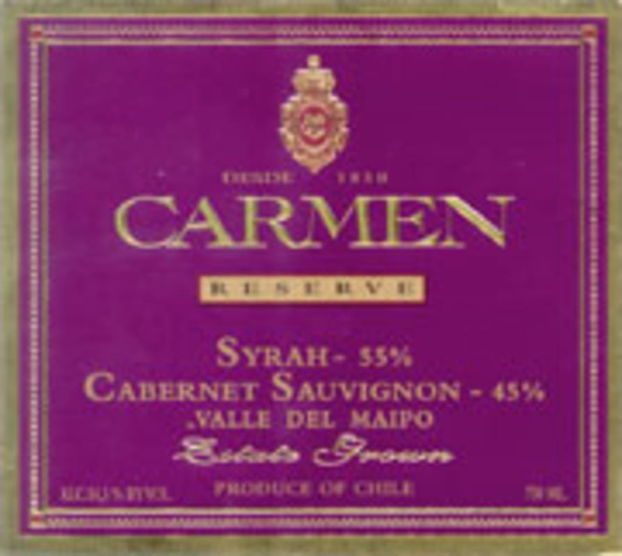 Carmen Reserve Syrah/Cabernet Sauvignon 2002 Front Label