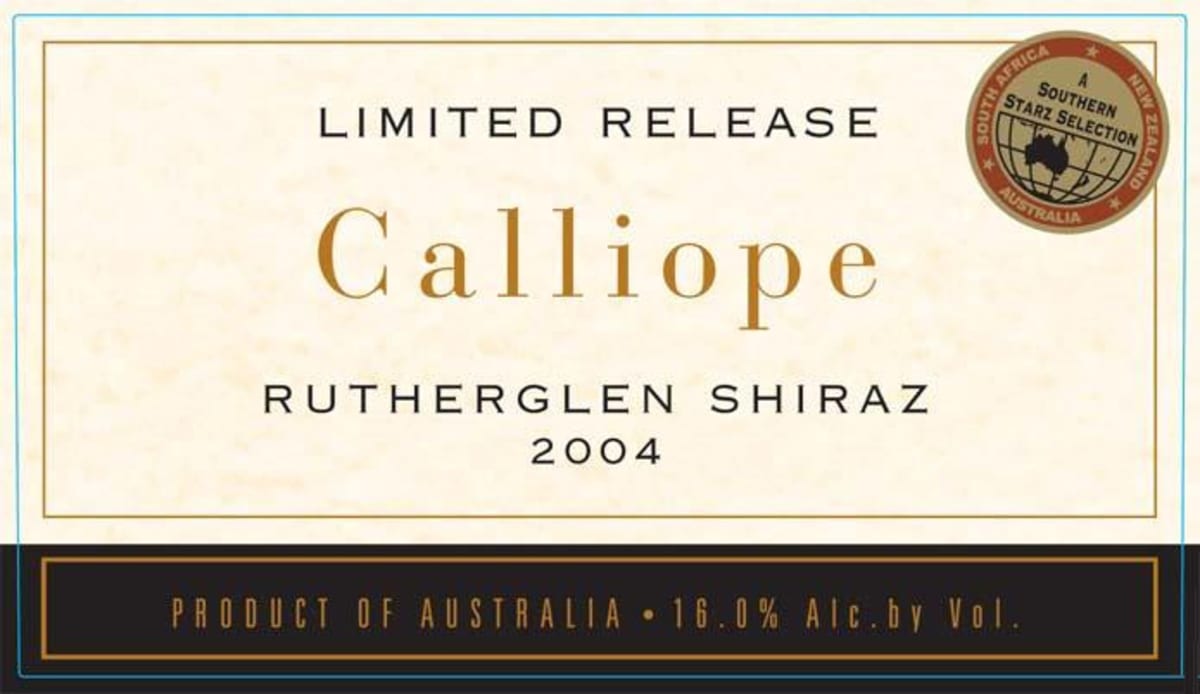 RL Buller Calliope Shiraz 2004 Front Label