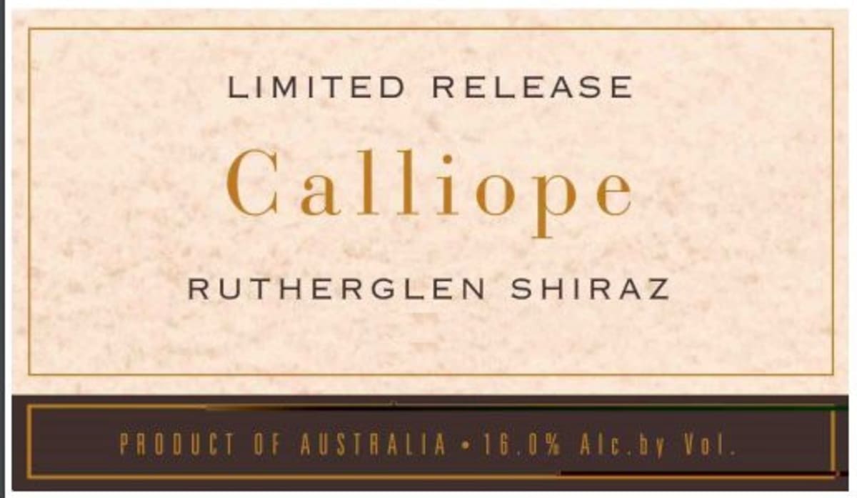 RL Buller Calliope Shiraz 2003 Front Label