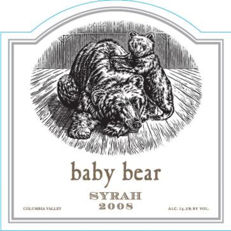 Dunham Cellars Pursued By Bear Baby Bear Syrah 2008 Front Label
