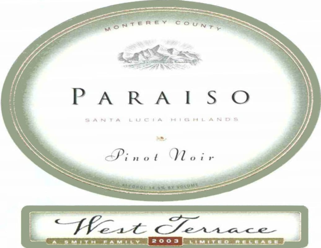Paraiso Vineyards West Perrace Pinot Noir 2003 Front Label