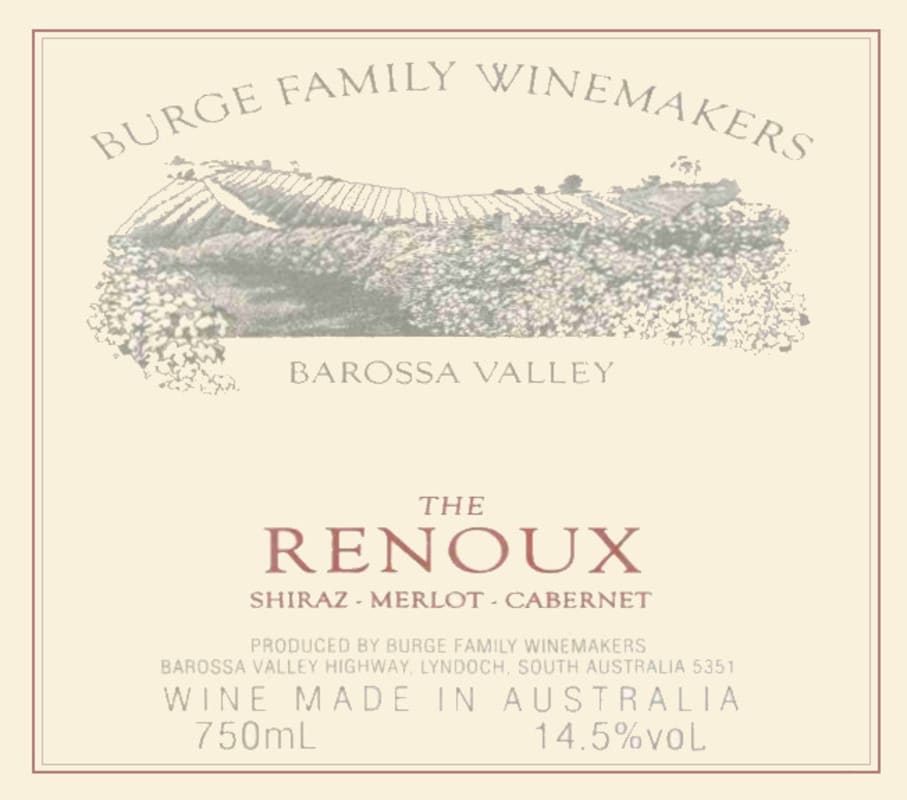 Burge Family The Renoux Shiraz-Merlot-Cabernet 2002 Front Label