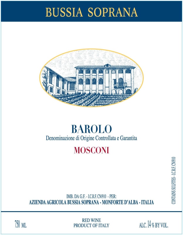 Bussia Soprana Barolo Mosconi 2007 Front Label