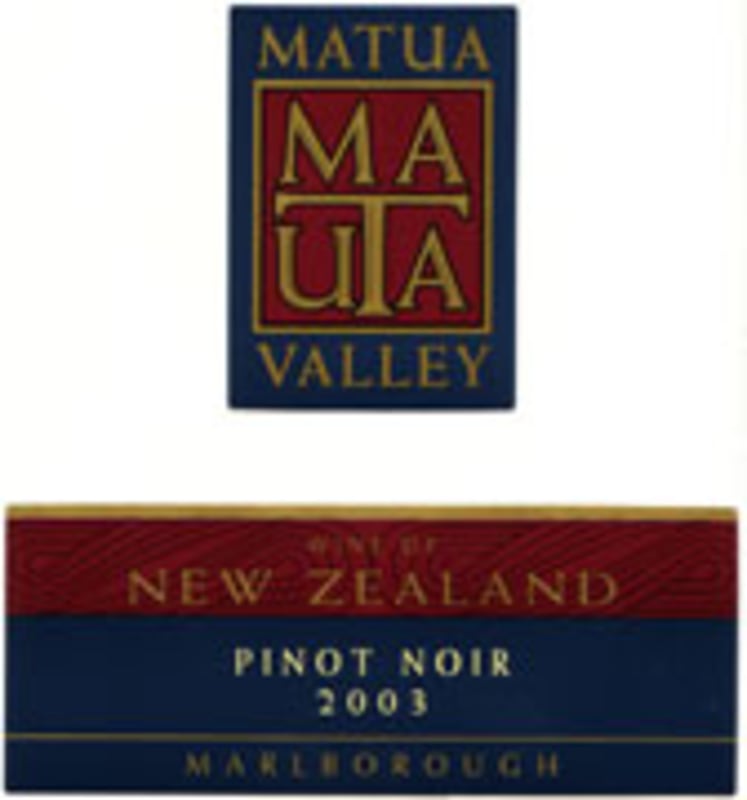 Matua Pinot Noir 2003 Front Label