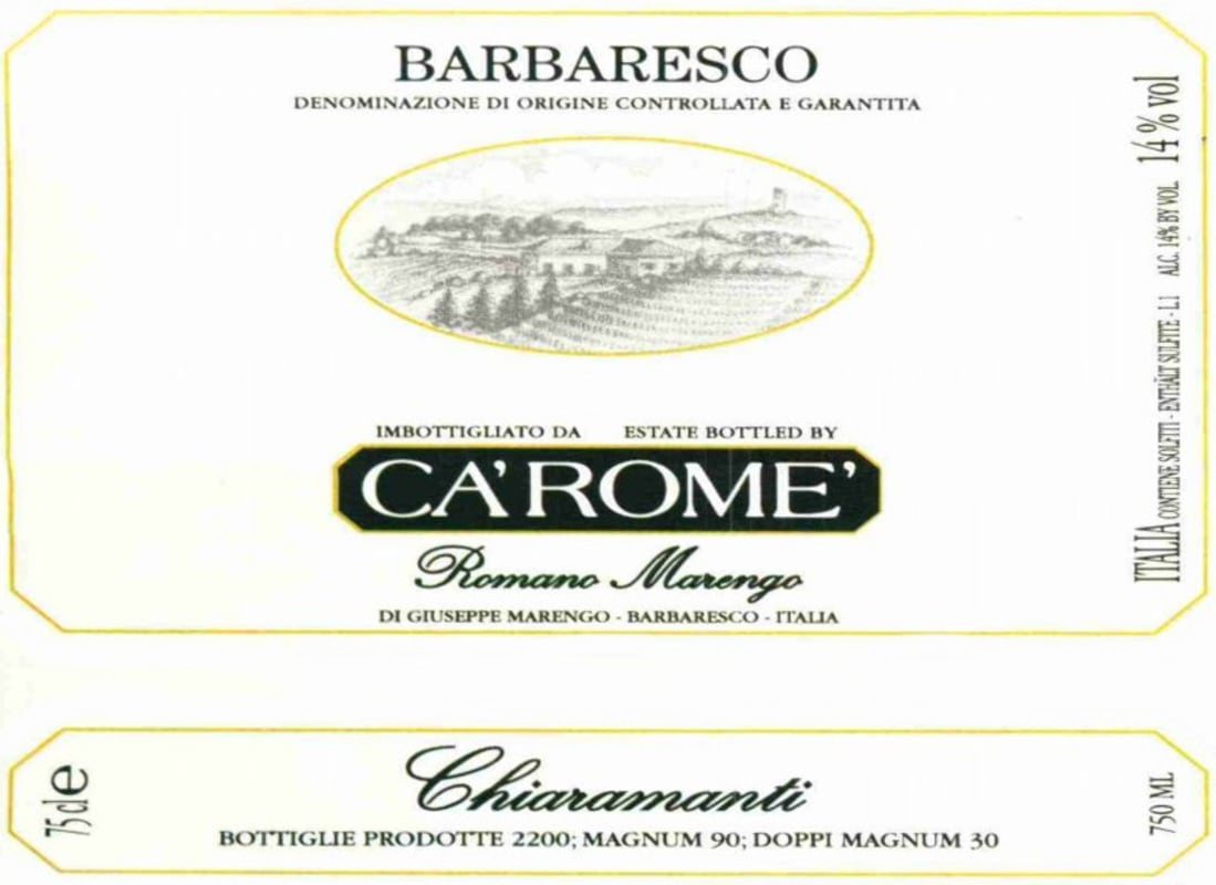 Ca' Rome Barbaresco Romano Marengo Chiaramanti 2013 Front Label