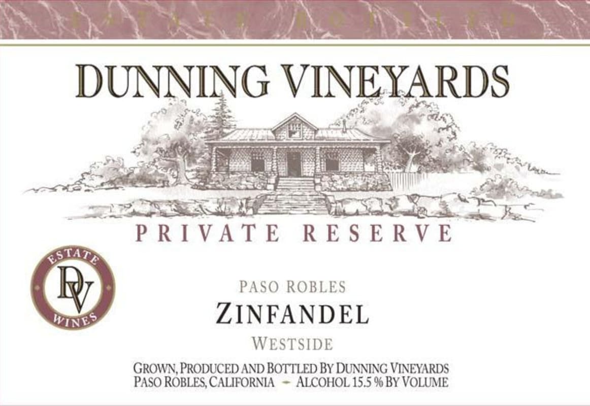 Dunning Private Reserve Zinfandel 2013 Front Label
