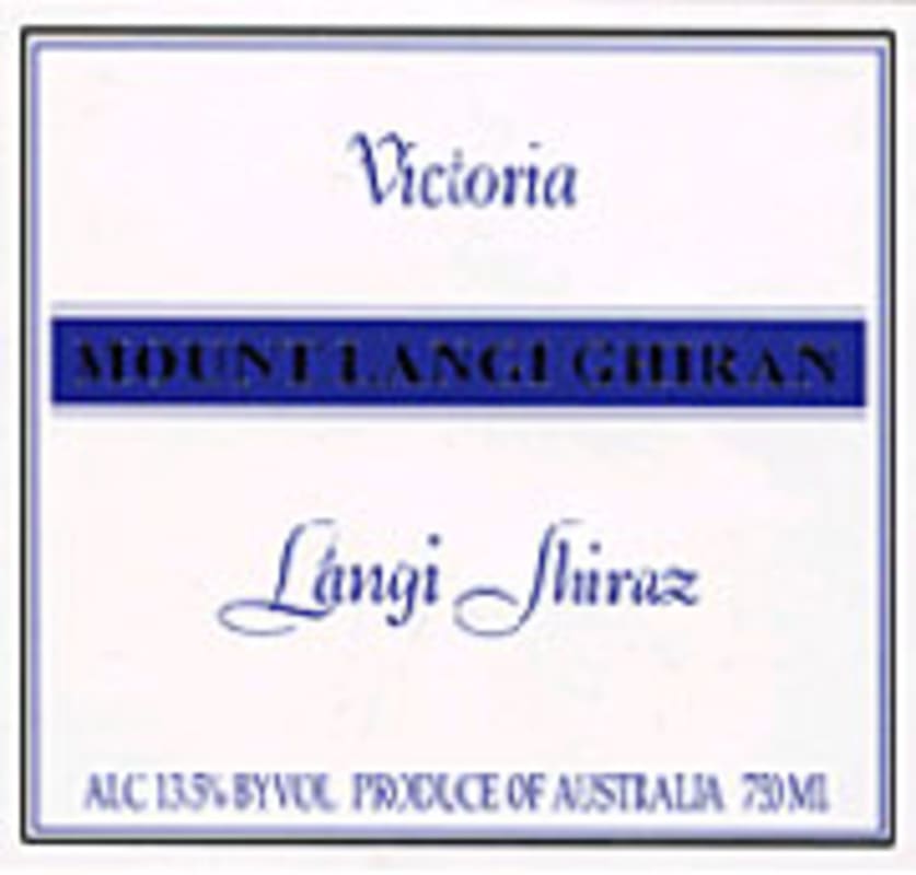 Mount Langi Ghiran Shiraz 2000 Front Label