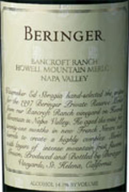 Beringer Bancroft Ranch Merlot 2000 Front Label