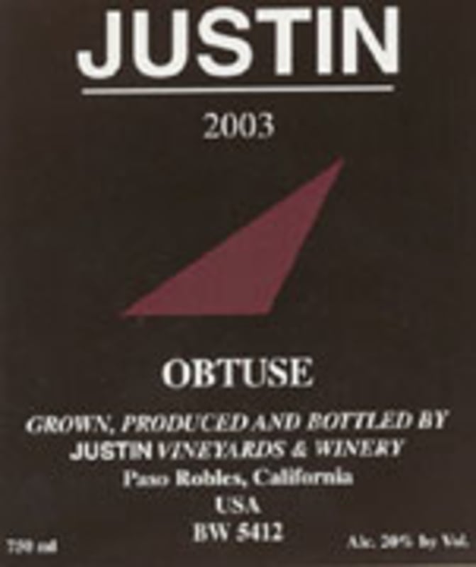 Justin Obtuse 2003 Front Label