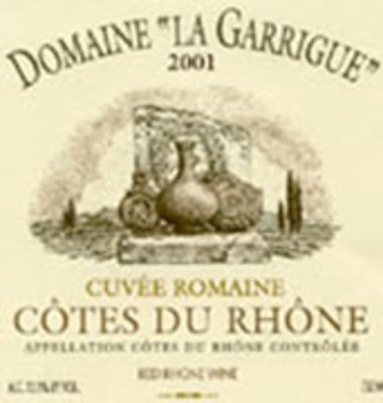 Domaine La Garrigue Cotes du Rhone Cuvee Romaine 2003 Front Label