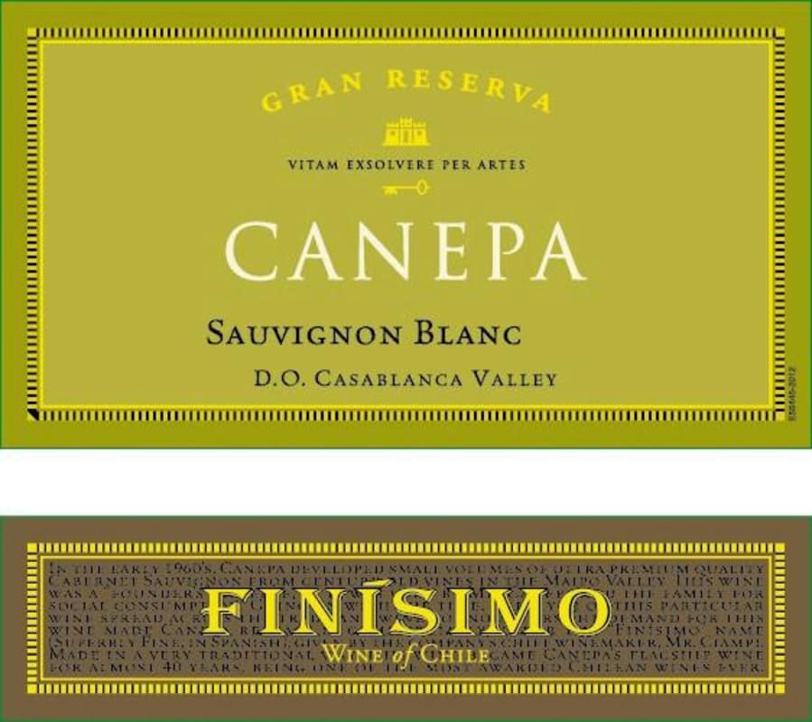 Canepa Finisimo Gran Reserva Sauvignon Blanc 2014 Front Label