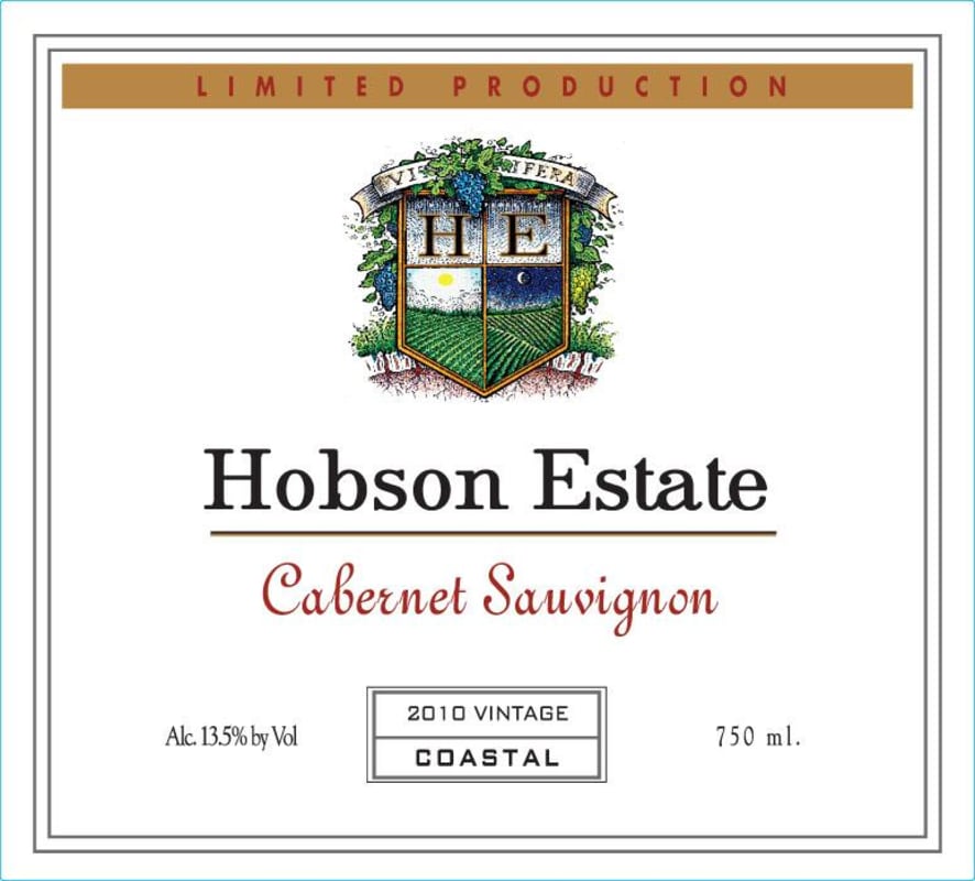 Hobson Estate Cabernet Sauvignon 2010 Front Label