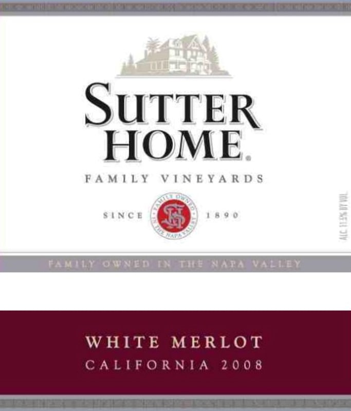 Sutter Home White Merlot 2008 Front Label