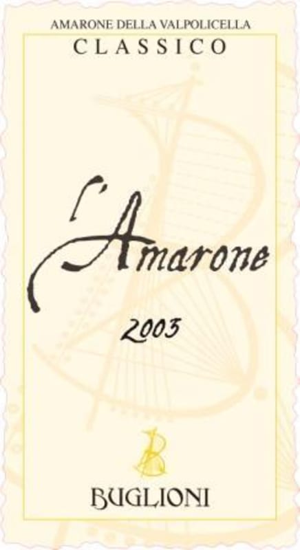Buglioni L'Amarone della Valpolicella Classico 2003 Front Label
