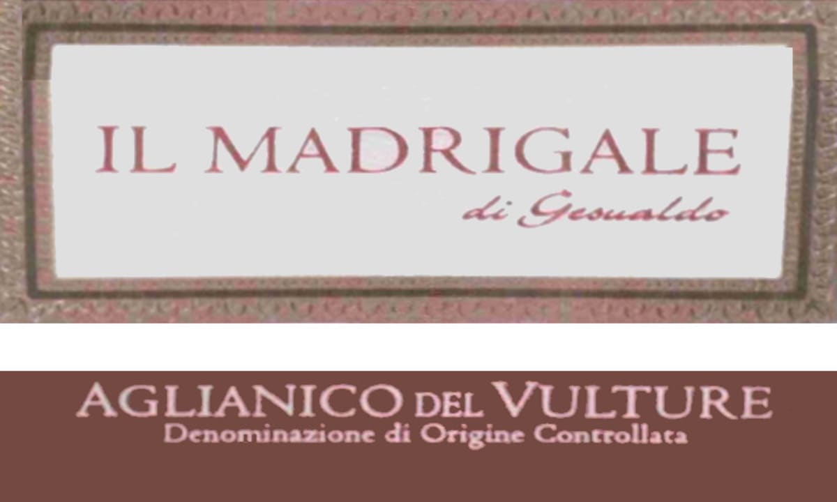 Cantina di Venosa Aglianico del Vulture Il Madrigale di Gesualdo 2003 Front Label