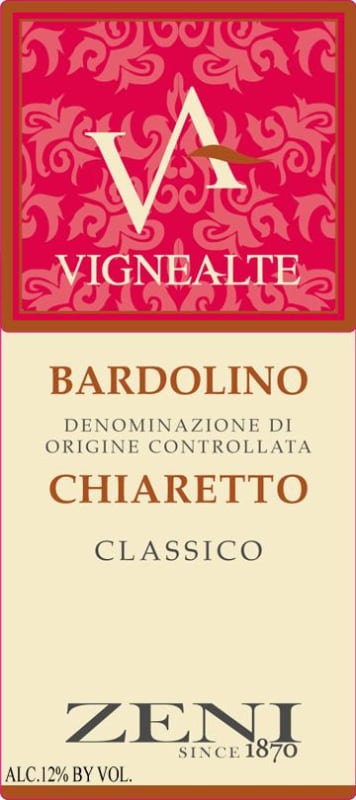 Zeni Vignealte Bardolino Chiaretto Classico 2014 Front Label