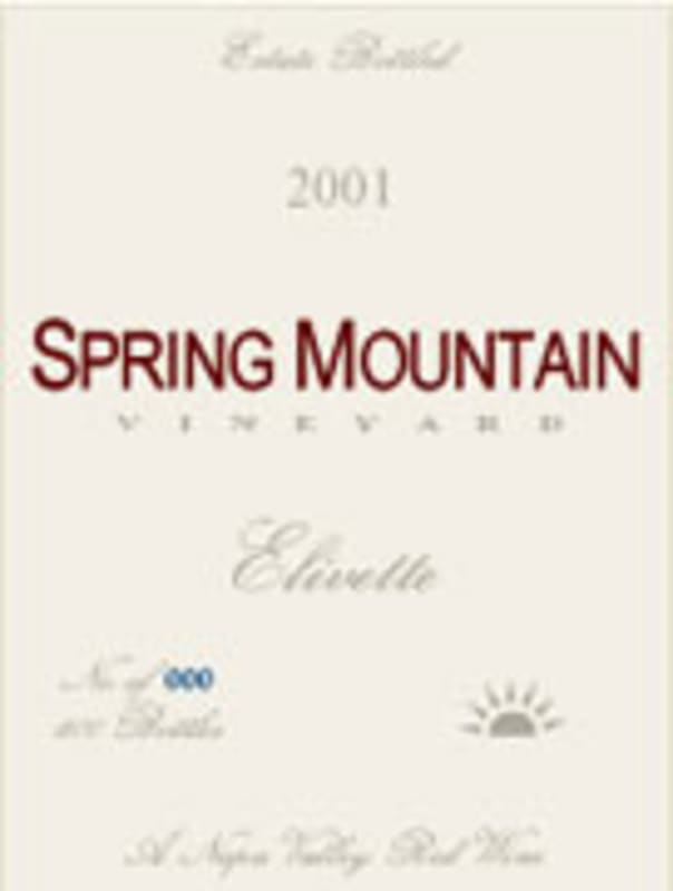 Spring Mountain Vineyard Elivette 2001 Front Label