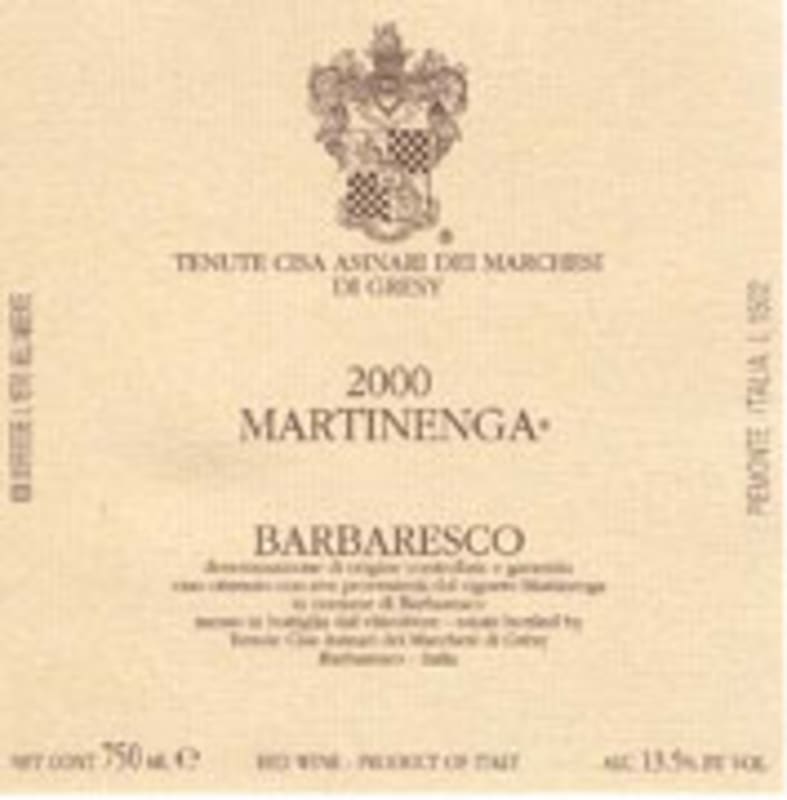 Marchesi di Gresy Barbaresco Martinenga 2000 Front Label