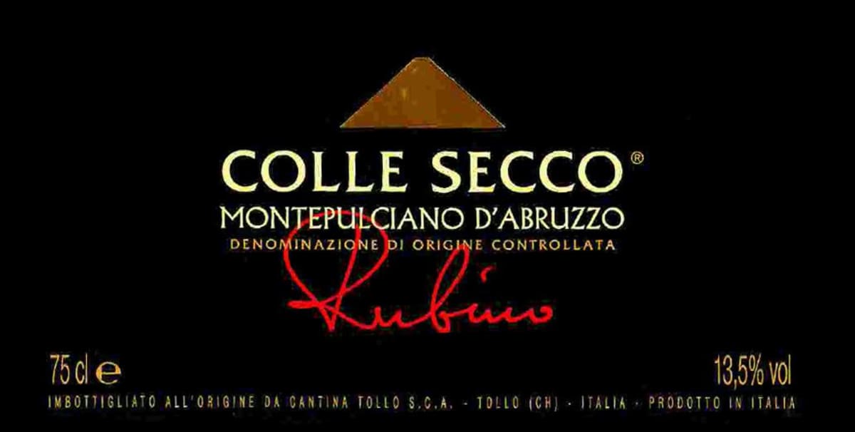 Tollo 'Colle Secco Rubino' Montepulciano d'Abruzzo 2011 Front Label