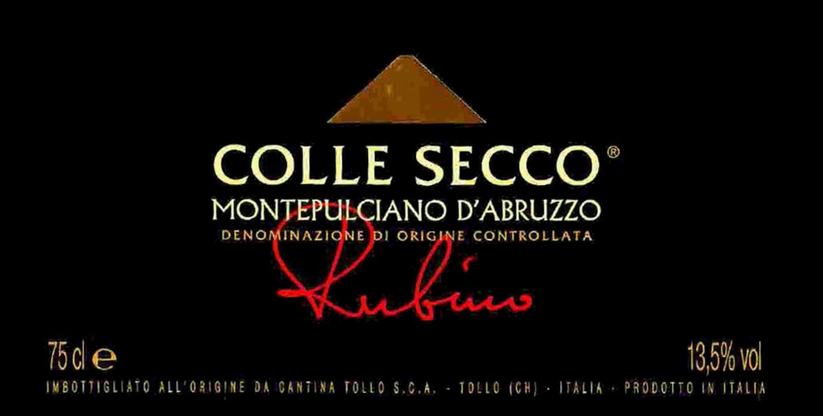 Tollo 'Colle Secco Rubino' Montepulciano d'Abruzzo 2006 Front Label
