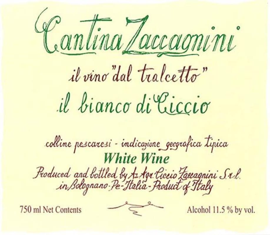 Zaccagnini Tralcetto il Bianco di Ciccio 2014 Front Label