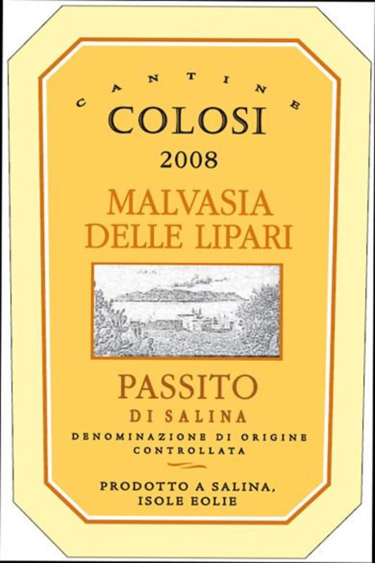 Colosi Malvasia delle Lipari Passito di Salina 2008 Front Label