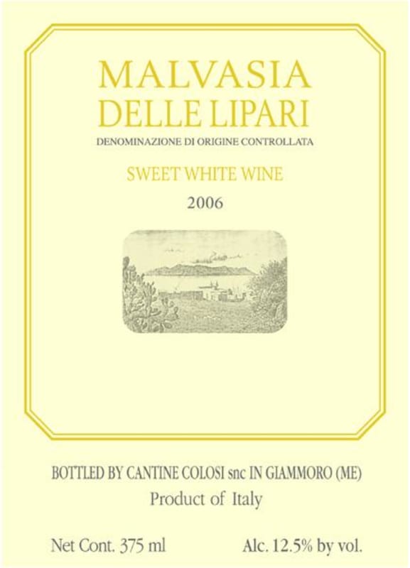 Colosi Malvasia delle Lipari Naturale 2006 Front Label