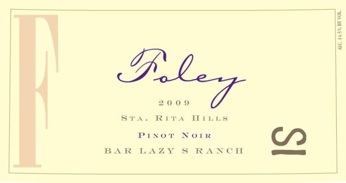 Foley Estate Winery Bar Lazy S Ranch Pinot Noir 2009 Front Label