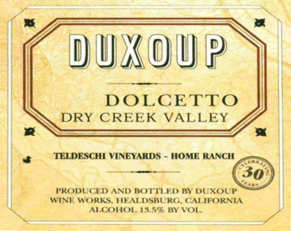 Duxoup Teldeschi Vineyards Home Ranch Dolcetto 2012 Front Label