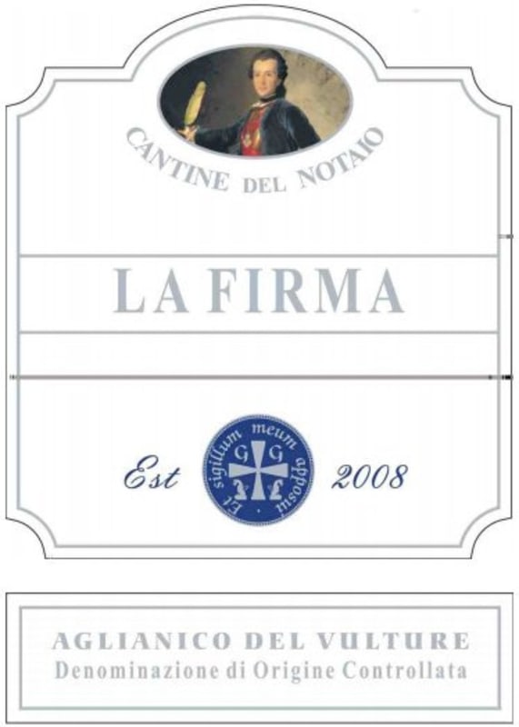 Cantine del Notaio La Firma Aglianico del Vulture 2008 Front Label