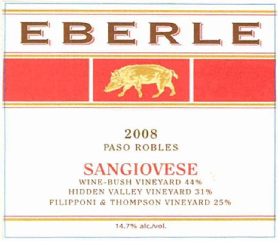 Eberle Sangiovese 2008 Front Label