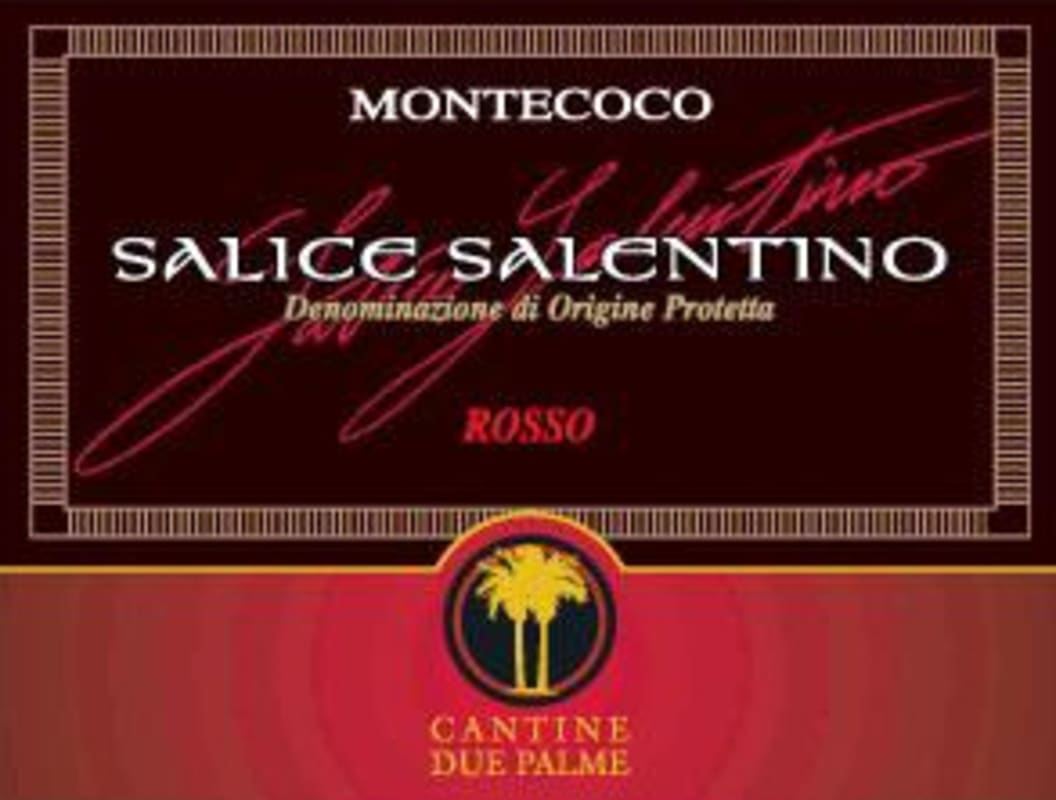 Cantine Due Palme Salice Salentino Montecoco 2012 Front Label