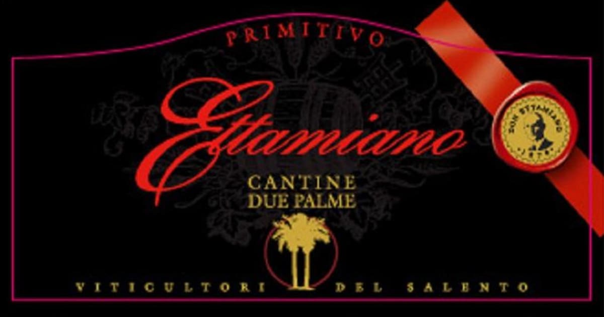 Cantine Due Palme Salento Ettamiano Primitivo 2010 Front Label